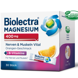 BIOLECTRA MAGNEZIJ 400mg ZA NERVE I MIŠIĆE + B VITAMINI, OKUS LIMUN, 30 DIREKTNIH VREĆICA